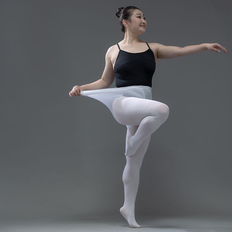 Loquat plus size Plus Fat Dance Socks Adult White Ballet Practice Pantyhose Plus-size Women's Dancing Base Socks - Image 3
